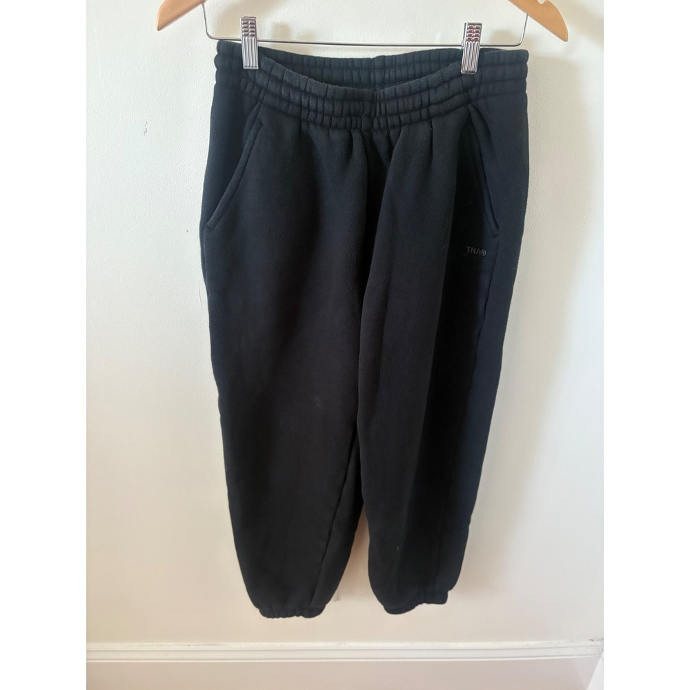 TNA Aritzia Bubble Fleece Boyfriend Jogger Sweatpants Black Small
